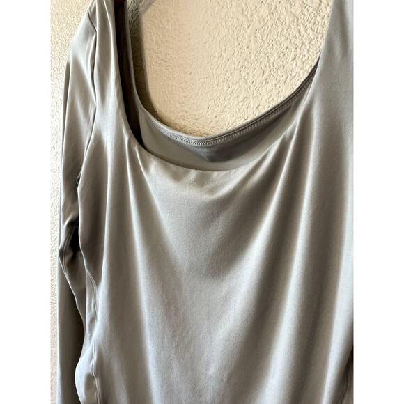 Lululemon Wundermost Ultra-Soft Nulu Square Neck Long Sleeve Bodysuit Gray Med - Picture 10 of 12